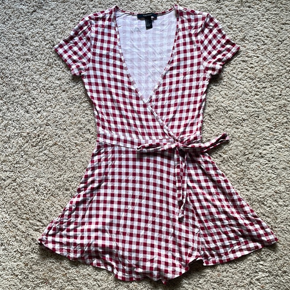 Red/white gingham romper